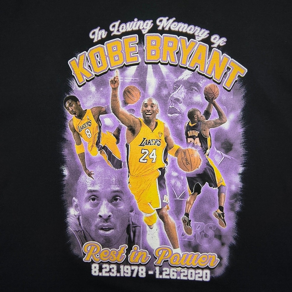 Fruit of the Loom Kobe Bryant Memorial T-Shirt XL Black Los Angeles Lakers NBA